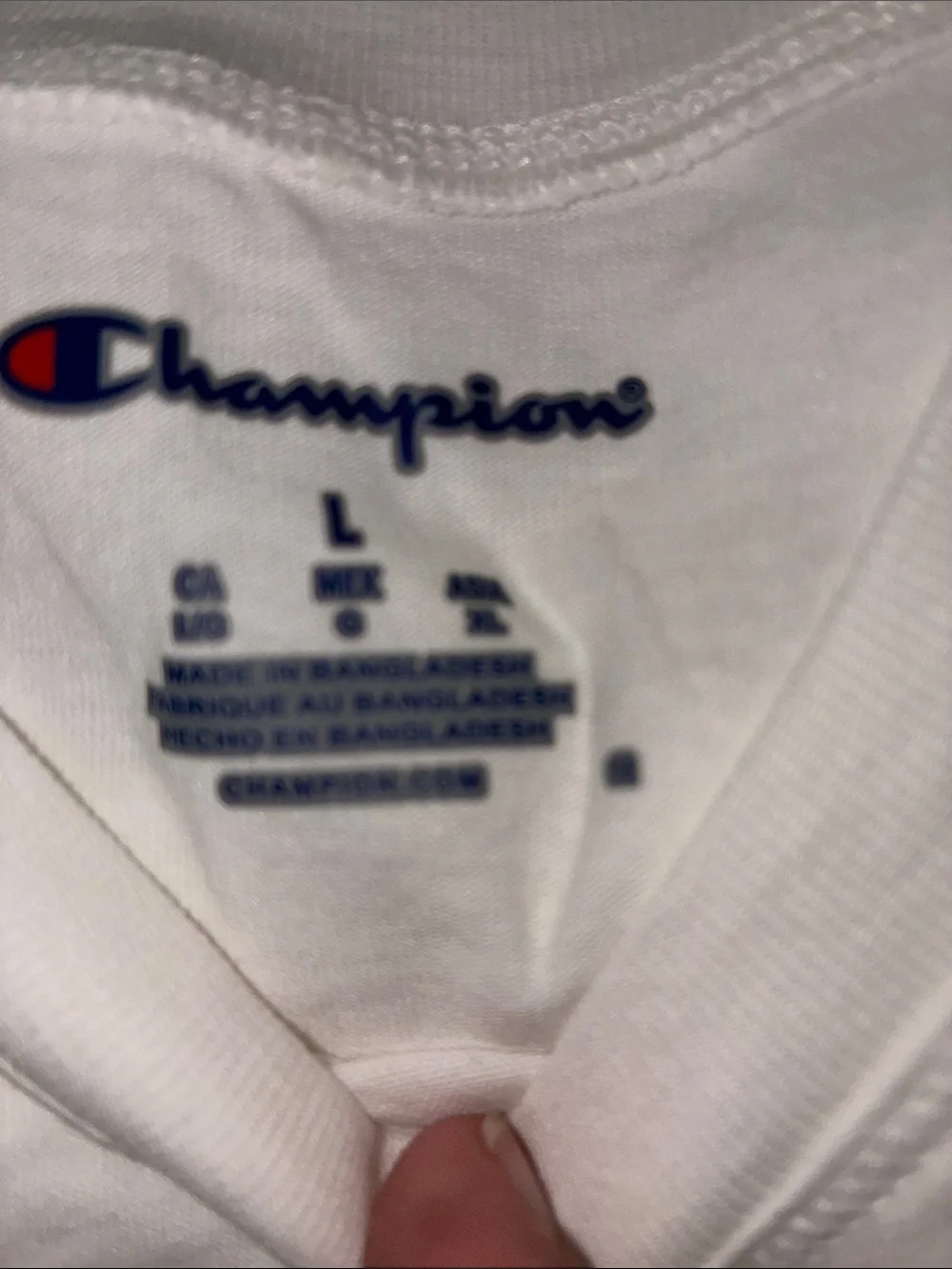 Champion White Tee with Green Wave Script and Gray Emblem - Picture 3 of 4